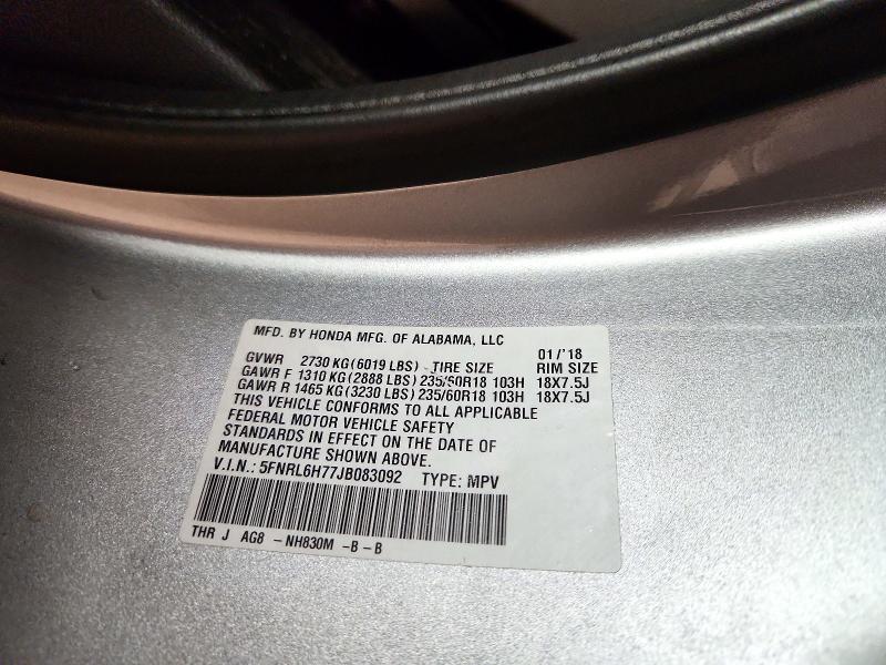 Продажа на аукционе авто 2018 Honda Odyssey, vin: 5FNRL6H77JB083092, номер лота: 73465546