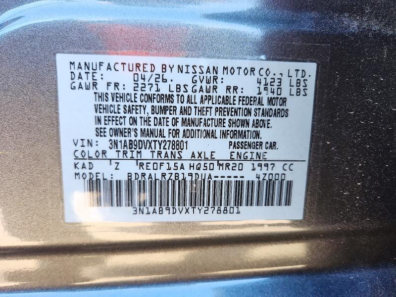 Aukcja sprzedaży 2026 Nissan Sentra, vin: 3N1AB9DVXTY278801, numer aukcji: 72858856