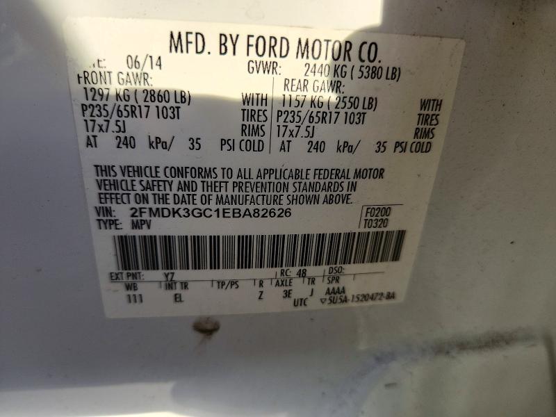 Продаж на аукціоні авто 2014 Ford Edge, vin: 2FMDK3GC1EBA82626, номер лоту: 72315836