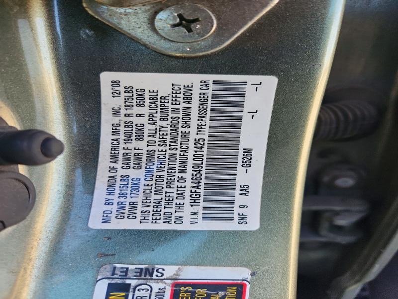 Aukcja sprzedaży 2009 Honda Civic, vin: 1HGFA46549L001425, numer aukcji: 71777076