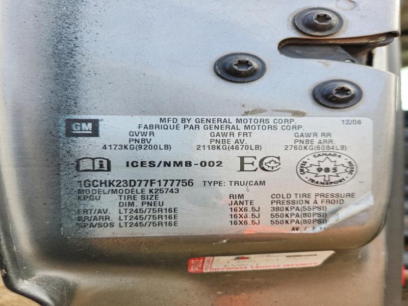 71615686 :رقم المزاد ، 1GCHK23D77F177756 vin ، 2007 Chevrolet Silverado مزاد بيع