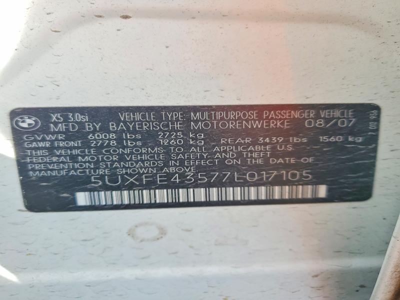 Aukcja sprzedaży 2007 Bmw X5, vin: 5UXFE43577L017105, numer aukcji: 71813106