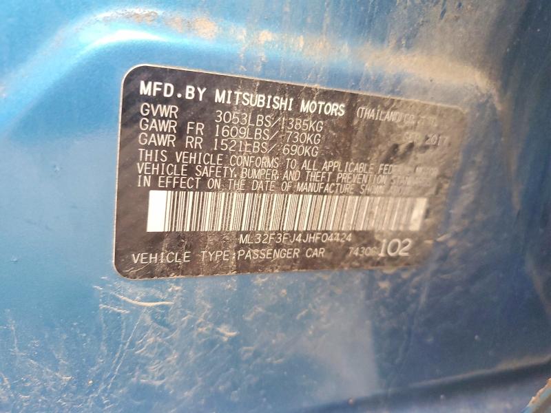 Aukcja sprzedaży 2018 Mitsubishi Mirage, vin: ML32F3FJ4JHF04424, numer aukcji: 71216636