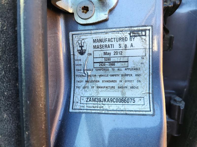 72881966 :رقم المزاد ، ZAM39JKA9C0066075 vin ، 2012 Maserati Quattroporte مزاد بيع