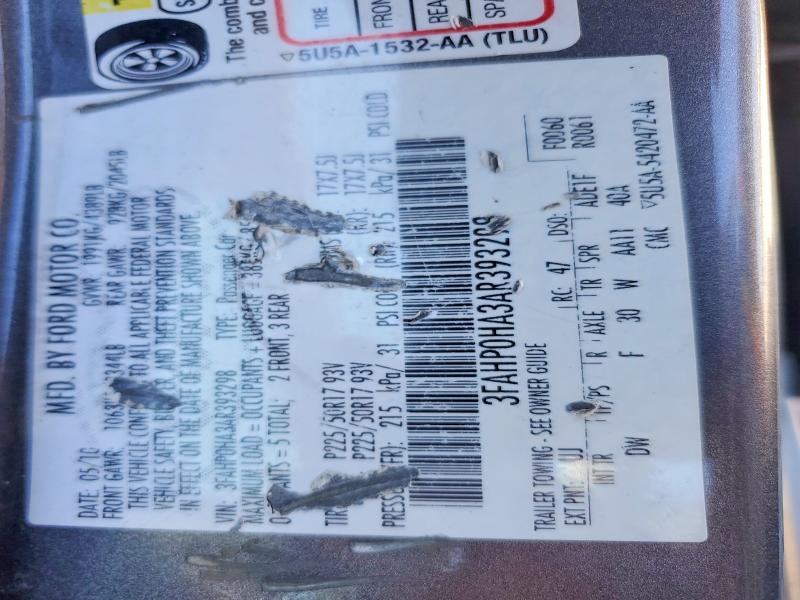 Aukcja sprzedaży 2010 Ford Fusion, vin: 3FAHP0HA3AR393298, numer aukcji: 69962626