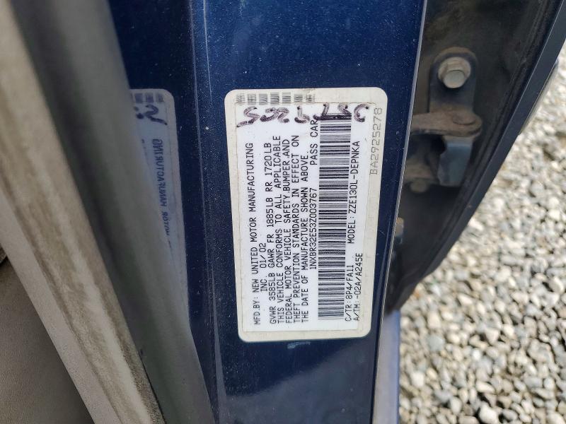 71596316 :رقم المزاد ، 1NXBR32E53Z003767 vin ، 2003 Toyota Corolla مزاد بيع