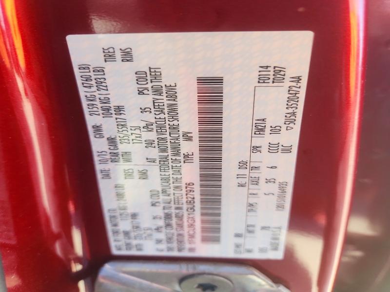 2016 Ford Escape მანქანა იყიდება აუქციონზე, vin: 1FMCU9GX1GUB27976, აუქციონის ნომერი: 71154566