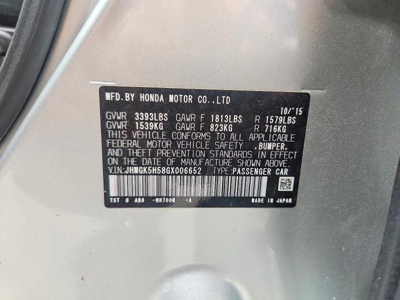 Продаж на аукціоні авто 2016 Honda Fit, vin: JHMGK5H58GX006652, номер лоту: 71294686