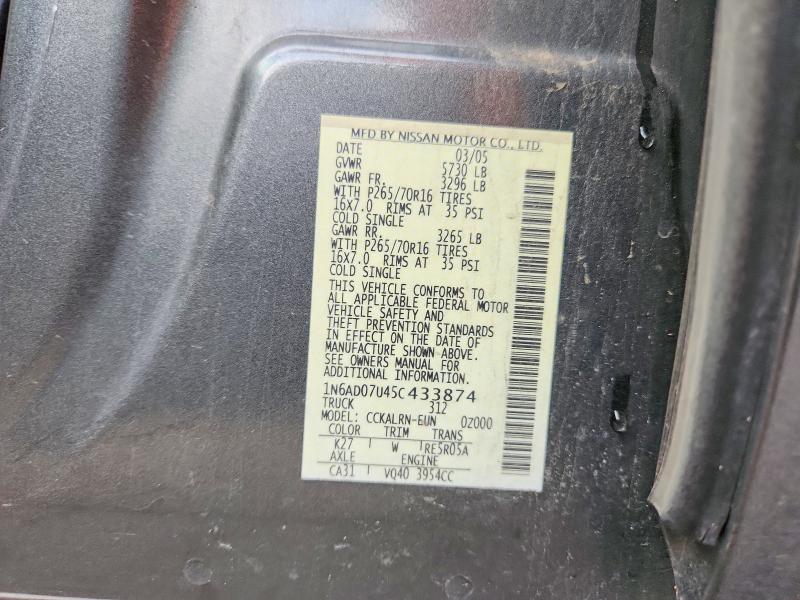 69966436 :رقم المزاد ، 1N6AD07U45C433874 vin ، 2005 Nissan Frontier مزاد بيع