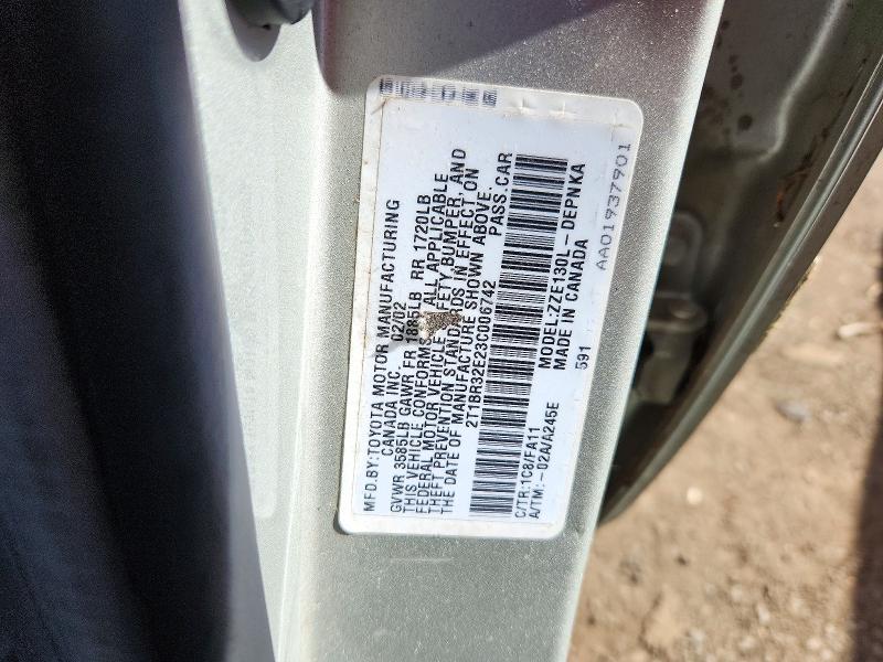 Aukcja sprzedaży 2003 Toyota Corolla, vin: 2T1BR32E23C006742, numer aukcji: 71792986