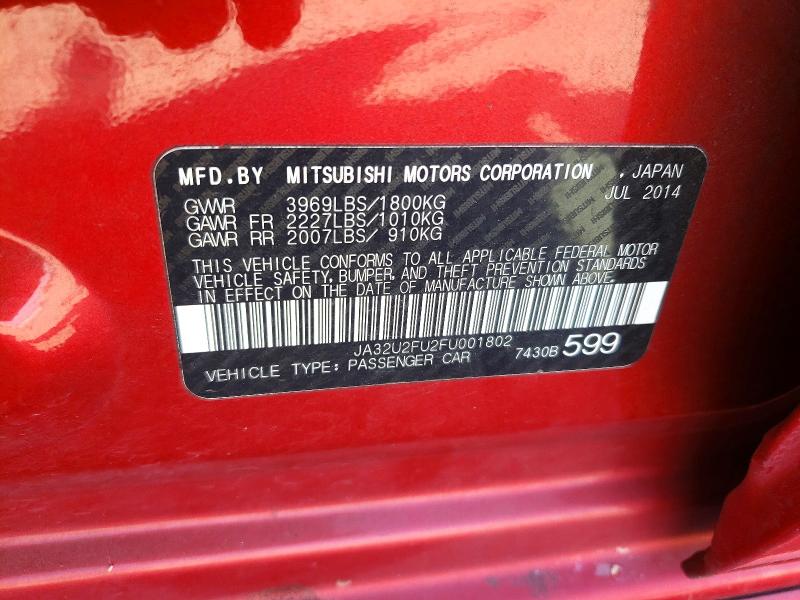 Aukcja sprzedaży 2015 Mitsubishi Lancer, vin: JA32U2FU2FU001802, numer aukcji: 71897226