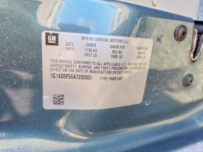71018256 :رقم المزاد ، 1G1AD5F55A7205565 vin ، 2010 Chevrolet Cobalt مزاد بيع