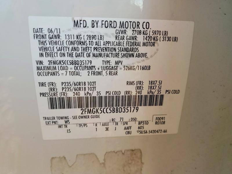 2011 Ford Flex მანქანა იყიდება აუქციონზე, vin: 2FMGK5CC5BBD35179, აუქციონის ნომერი: 71083886