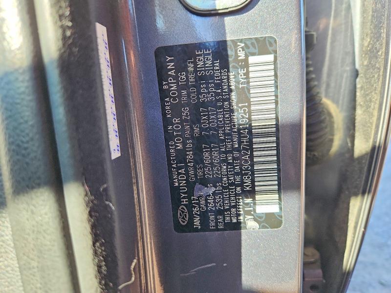 2017 Hyundai Tucson მანქანა იყიდება აუქციონზე, vin: KM8J3CA27HU419251, აუქციონის ნომერი: 71663066