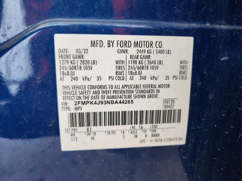 Продаж на аукціоні авто 2022 Ford Edge, vin: 2FMPK4J93NBA44265, номер лоту: 73298186