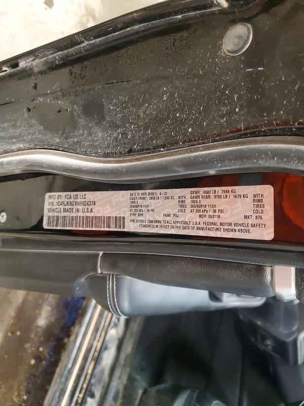 71171676 :رقم المزاد ، 1C4RJKBGXN8624374 vin ، 2022 Jeep Grand Cherokee مزاد بيع