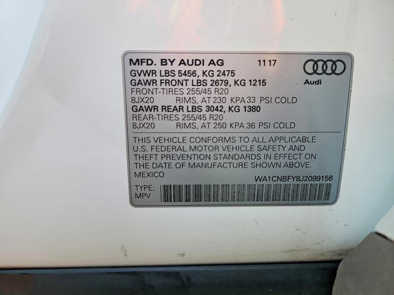70491556 :رقم المزاد ، WA1CNBFY8J2099156 vin ، 2018 Audi Q5 مزاد بيع