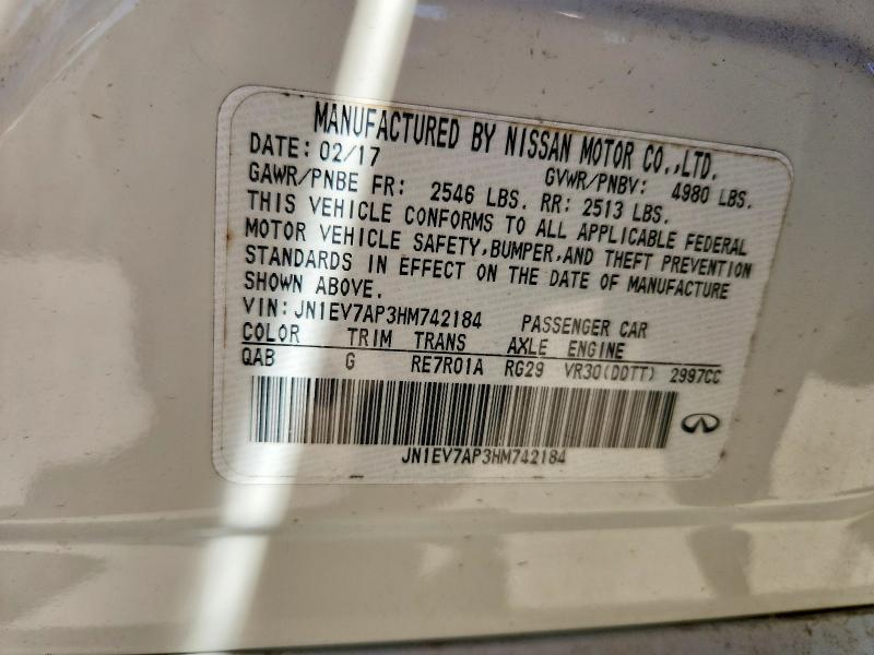 Aukcja sprzedaży 2017 Infiniti Q50, vin: JN1EV7AP3HM742184, numer aukcji: 71609636