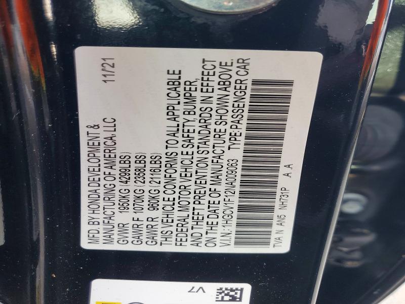 71628946 :رقم المزاد ، 1HGCV1F12NA009063 vin ، 2022 Honda Accord مزاد بيع
