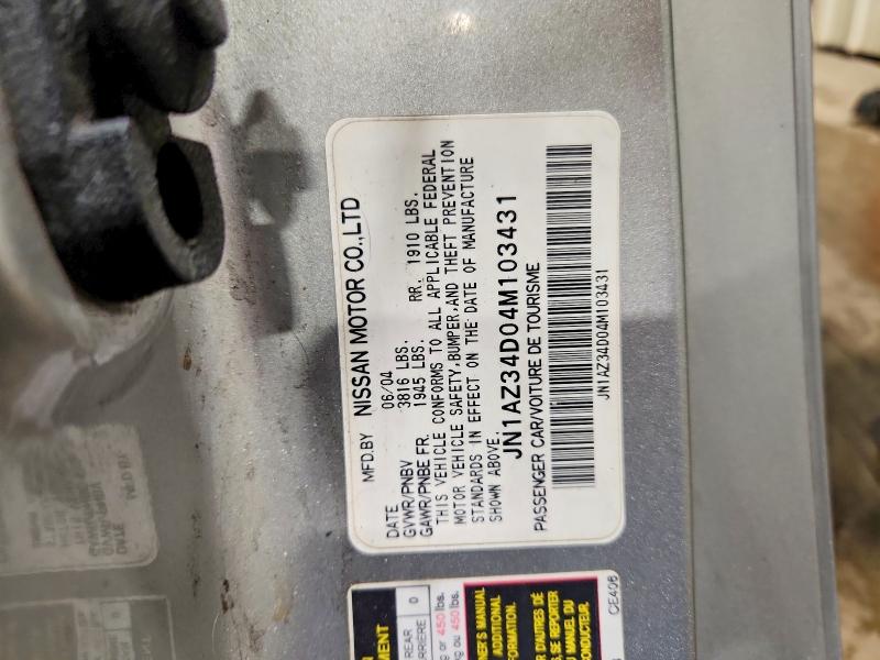 71189326 :رقم المزاد ، JN1AZ34D04M103431 vin ، 2004 Nissan 350z مزاد بيع