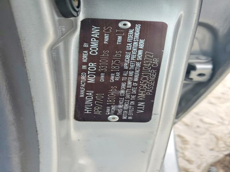 2001 Hyundai Accent მანქანა იყიდება აუქციონზე, vin: KMHCG45CX1U243727, აუქციონის ნომერი: 71768086