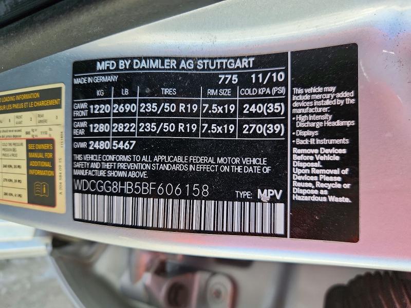 72889676 :رقم المزاد ، WDCGG8HB5BF606158 vin ، 2011 Mercedes-benz Glk مزاد بيع