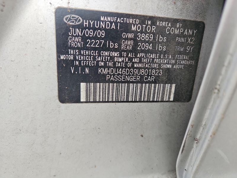 Auction sale of the 2009 Hyundai Elantra, vin: KMHDU46D39U801823, lot number: 71790786