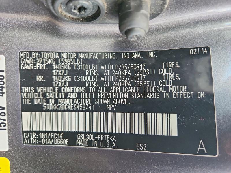 Продажа на аукционе авто 2014 Toyota Sienna, vin: 5TDKK3DC4ES459741, номер лота: 71389956