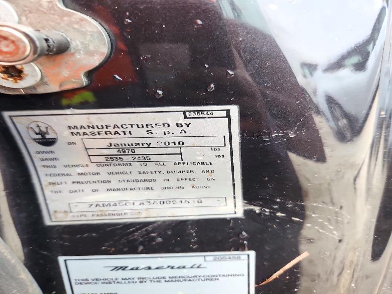71818686 :رقم المزاد ، ZAM45GLA3A0051618 vin ، 2010 Maserati Granturismo مزاد بيع