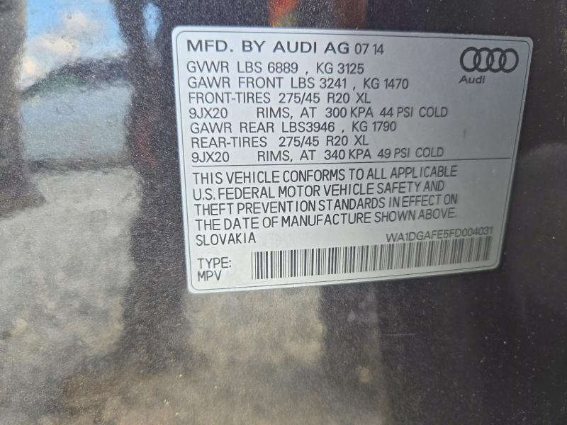 Auction sale of the 2015 Audi Q7, vin: WA1DGAFE5FD004031, lot number: 71667696