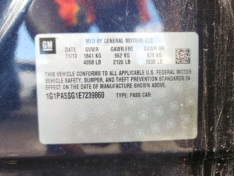 71307986 :رقم المزاد ، 1G1PA5SG1E7239860 vin ، 2014 Chevrolet Cruze مزاد بيع