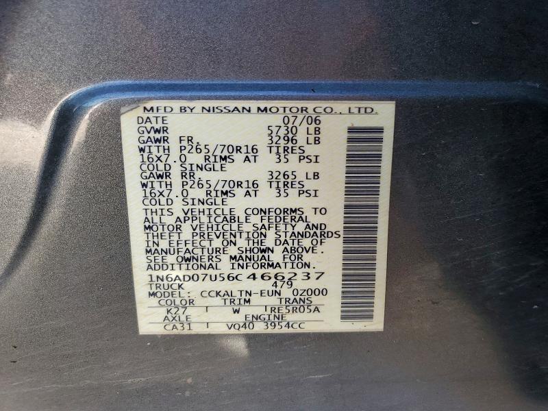 Aukcja sprzedaży 2006 Nissan Frontier, vin: 1N6AD07U56C466237, numer aukcji: 71609266