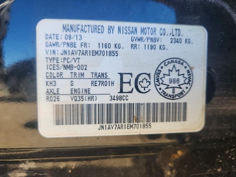 2014 Infiniti Q50 Hybrid მანქანა იყიდება აუქციონზე, vin: JN1AV7AR1EM701855, აუქციონის ნომერი: 69169606