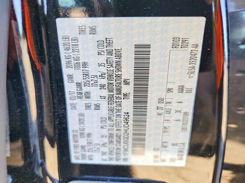 Aukcja sprzedaży 2017 Ford Escape, vin: 1FMCU0GD2HUD49624, numer aukcji: 71052016
