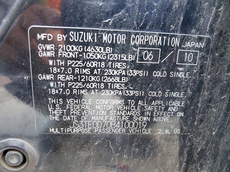 Aukcja sprzedaży 2011 Suzuki Grand Vitara, vin: JS3TE0D70B4100019, numer aukcji: 71360936