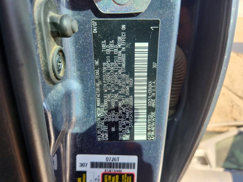 71852696 :رقم المزاد ، 5TFRT54187X006984 vin ، 2007 Toyota Tundra مزاد بيع