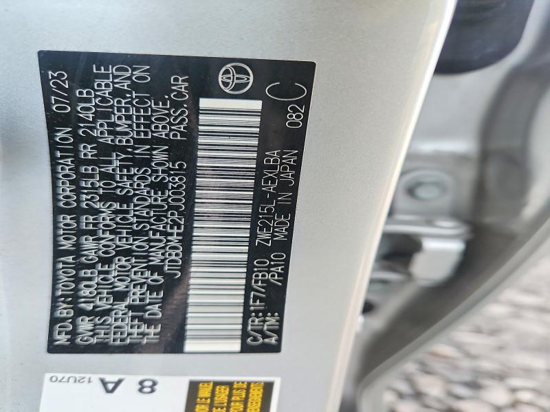 Продажа на аукционе авто 2023 Toyota Corolla Hybrid, vin: JTDBDMHE2PJ003815, номер лота: 71102346