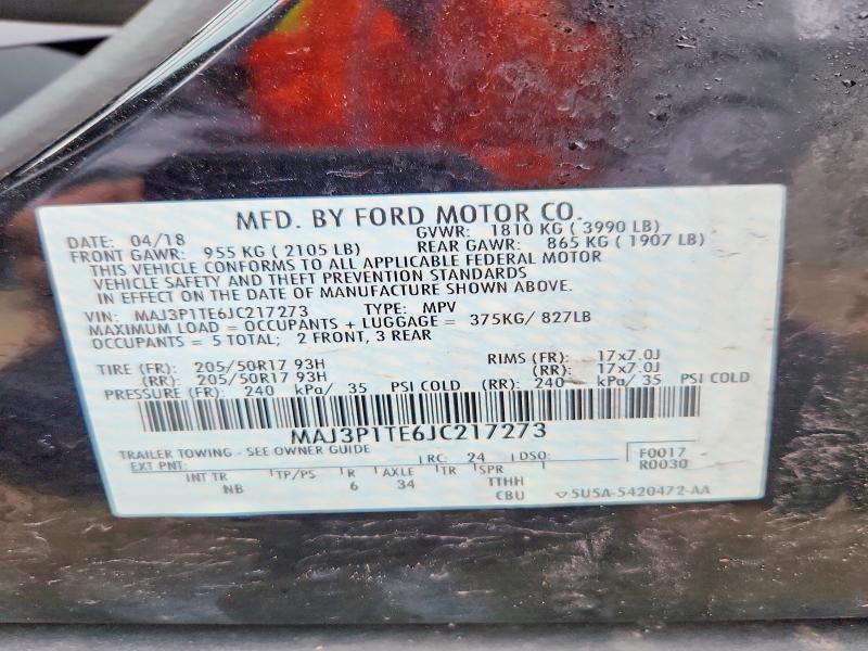 2018 Ford Ecosport მანქანა იყიდება აუქციონზე, vin: MAJ3P1TE6JC217273, აუქციონის ნომერი: 71663416