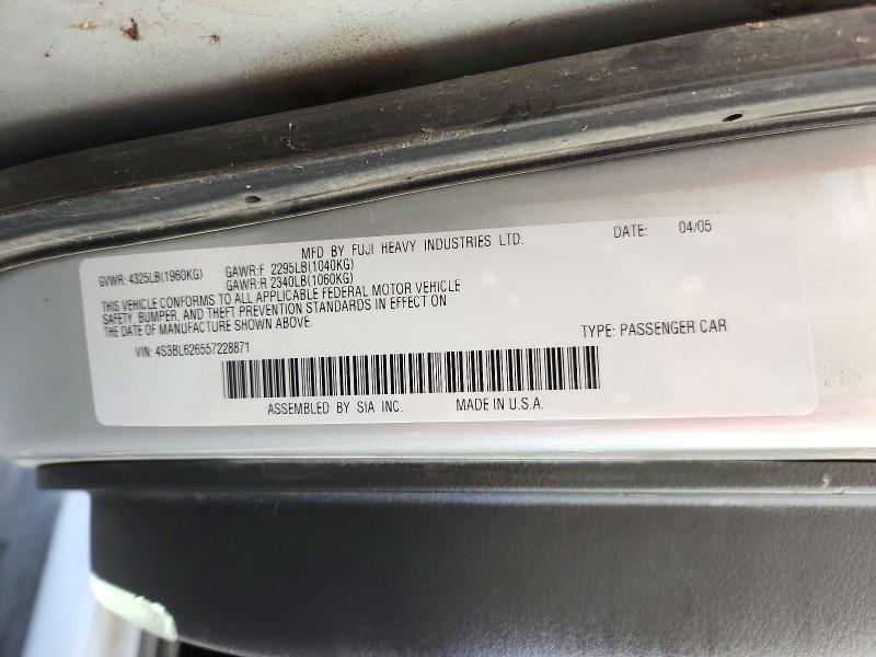 Auction sale of the 2005 Subaru Legacy, vin: 4S3BL626557228871, lot number: 71691016