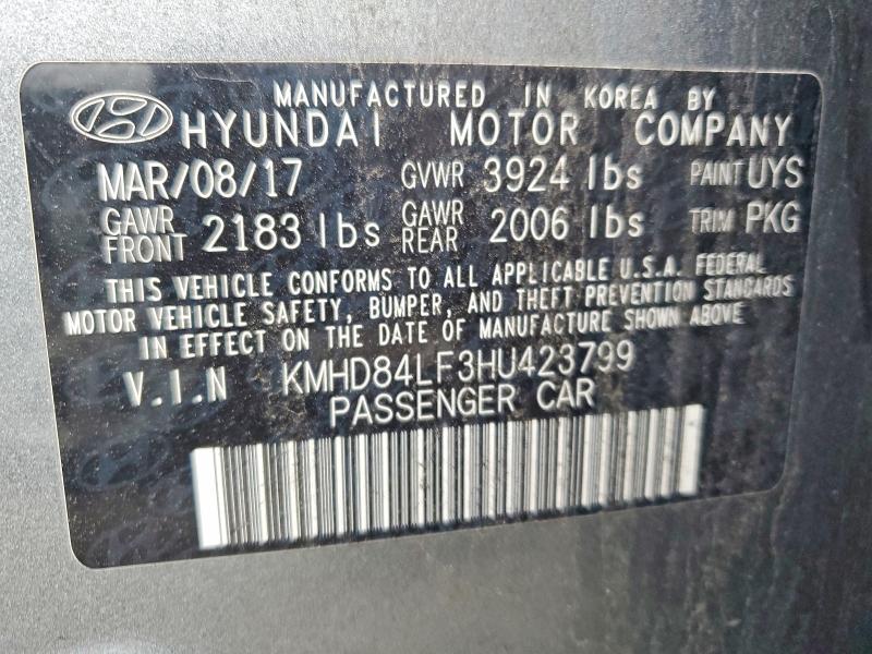 Продажа на аукционе авто 2017 Hyundai Elantra, vin: KMHD84LF3HU423799, номер лота: 71182276