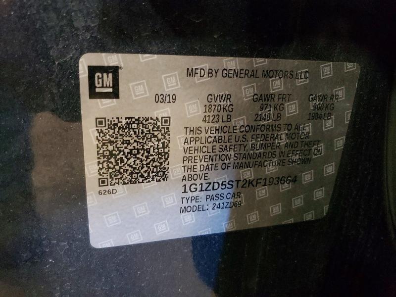 Aukcja sprzedaży 2019 Chevrolet Malibu, vin: 1G1ZD5ST2KF193664, numer aukcji: 71255876