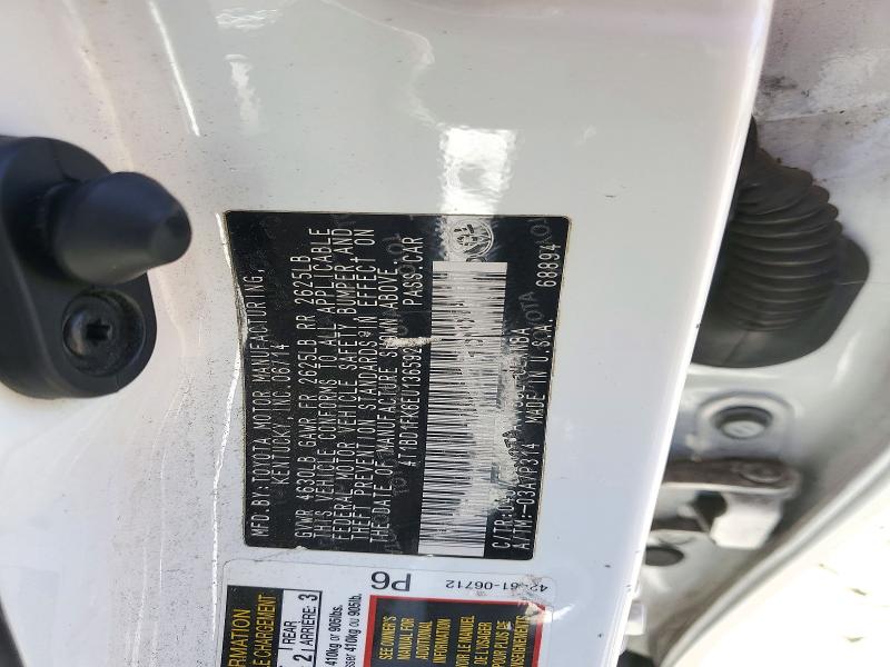 72323846 :رقم المزاد ، 4T1BD1FK6EU136592 vin ، 2014 Toyota Camry Hybrid مزاد بيع