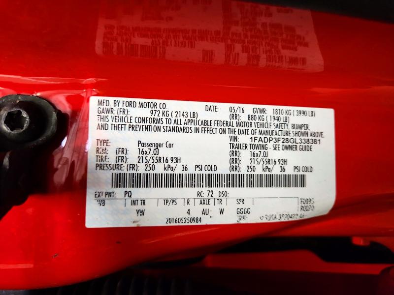 Продаж на аукціоні авто 2016 Ford Focus, vin: 1FADP3F28GL338381, номер лоту: 73370866