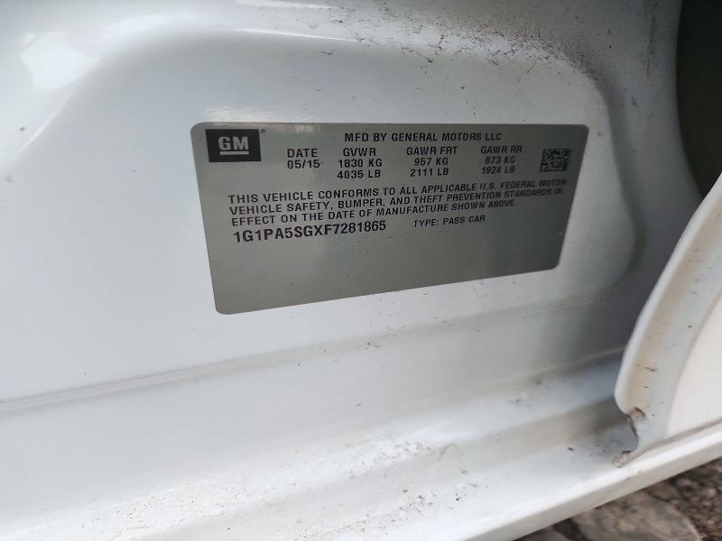 72180056 :رقم المزاد ، 1G1PA5SGXF7281865 vin ، 2015 Chevrolet Cruze مزاد بيع