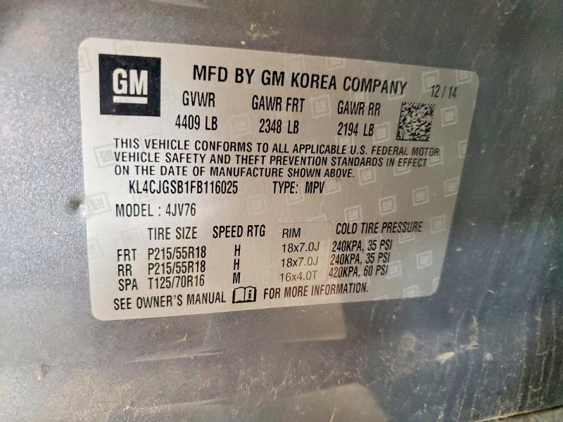 Продаж на аукціоні авто 2015 Buick Encore, vin: KL4CJGSB1FB116025, номер лоту: 71453626