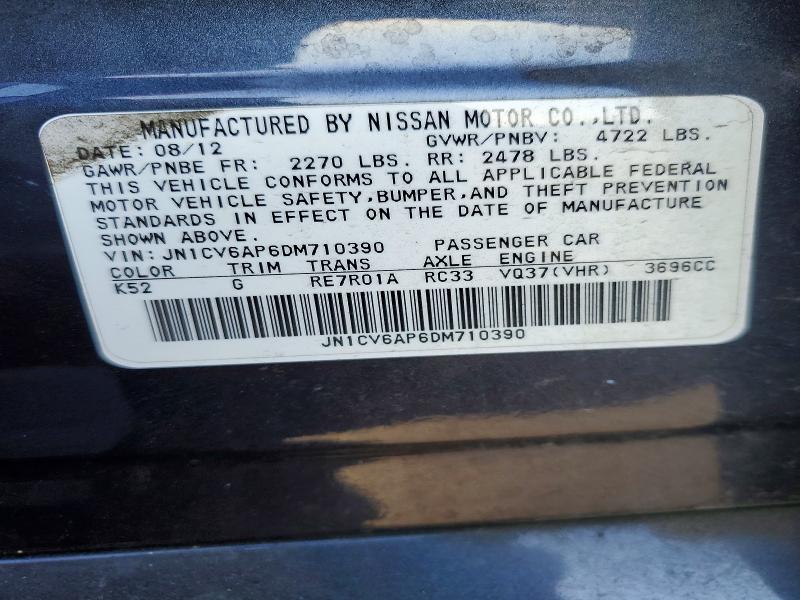 71788646 :رقم المزاد ، JN1CV6AP6DM710390 vin ، 2013 Infiniti G37 Sedan مزاد بيع