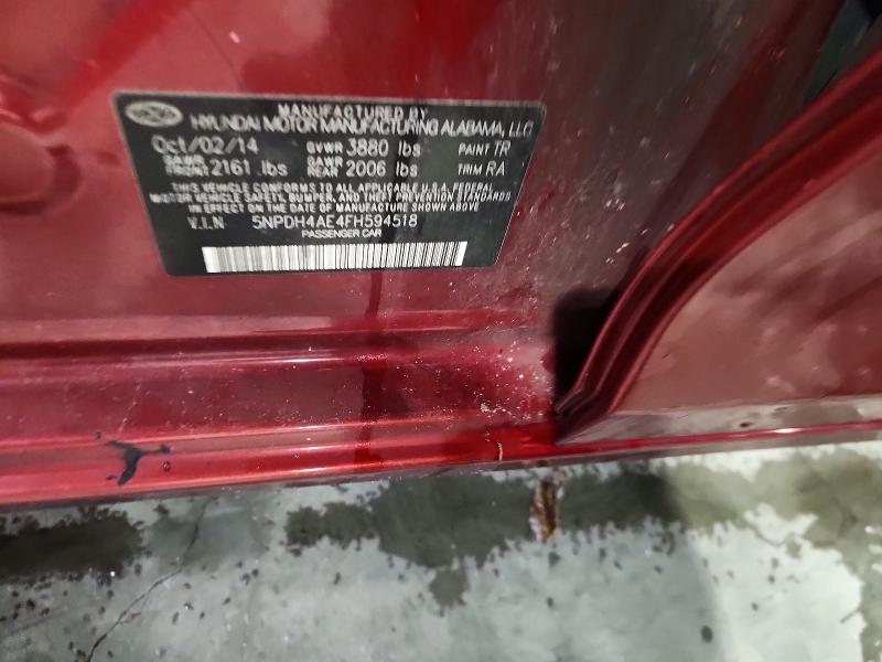 71829496 :رقم المزاد ، 5NPDH4AE4FH594518 vin ، 2015 Hyundai Elantra مزاد بيع