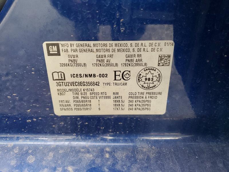 Продажа на аукционе авто 2014 Gmc Sierra, vin: 3GTU2VEC8EG356842, номер лота: 71629146