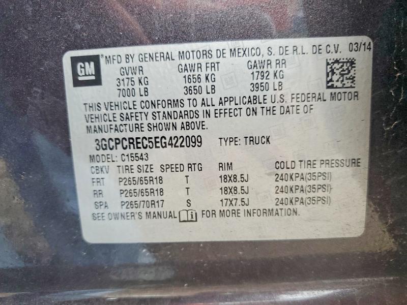 Продажа на аукционе авто 2014 Chevrolet Silverado, vin: 3GCPCREC5EG422099, номер лота: 71118576