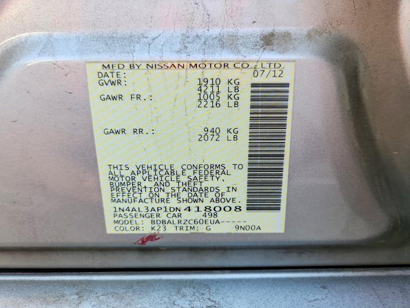 Aukcja sprzedaży 2013 Nissan Altima, vin: 1N4AL3AP1DN418008, numer aukcji: 71619006